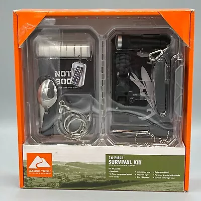 Ozark Trail Survival Kit 16-Piece Black Multi-Tool Key-Chain Light Saw Utensils • $14.99
