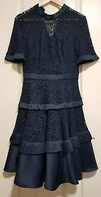 $99 • Buy Size 8 - Forever New Navy Raine Lace Panel Prom Dress