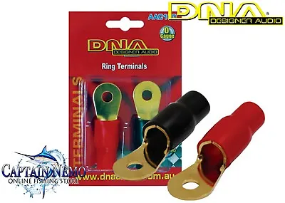 Dna 0 Gauge Ring Terminal Insulated Gold Plated 1 Black 1 Red Terminals Aac100 • $10.95