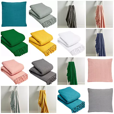 £14.99 • Buy New Lisbon 100% Cotton Throws Soft Cosy Sofa Bed Sette Blankets / Cushion Covers