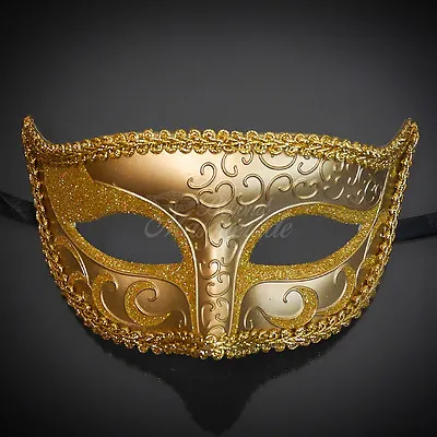 Gold Paper Mache Venetian Mardi Gras Masquerade Mask For Men M6107 • $7.95