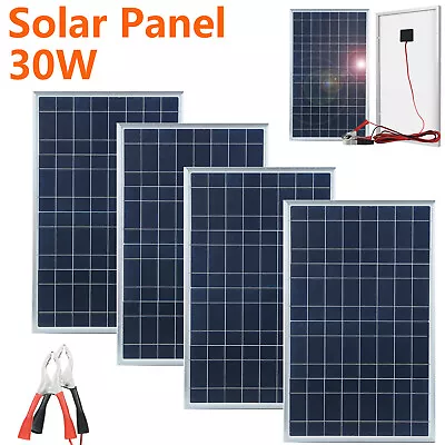 30W Solar Panel 12V Monocrystalline Panel With Battery Clips For RV Camper Z9Q0 • $21.98