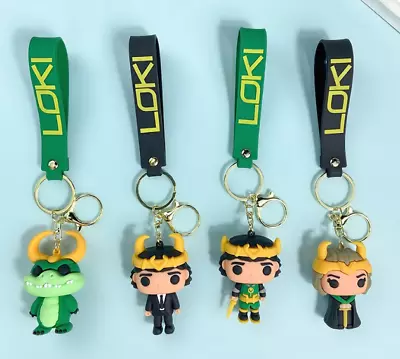 4 Styles New Disney Marvel Loki 3D PVC Bags Hanger Pendant Keychains Key Rings • £17.99