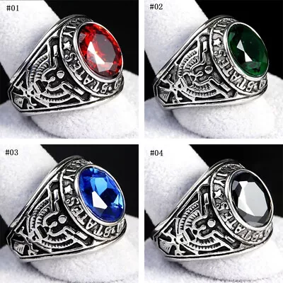 Luxury Men Stainless Steel Ring Army Military Ring Gift Blue Red Green Black • $5.96