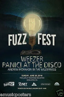 Weezer / Panic! At The Disco / Andrew Mcmahon 2016 Fuzzfest Concert Tour Poster • $29.77