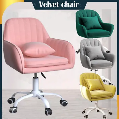 Velvet Office Chair Home Swivel Computer Desk Padded Chair Ergonomic Adjustable • $106.88