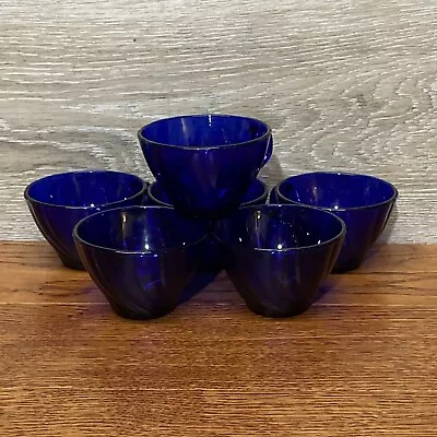 Vintage Set Of 6 Vereco Cobalt Blue Glass Coffee Cups-France • $27.95