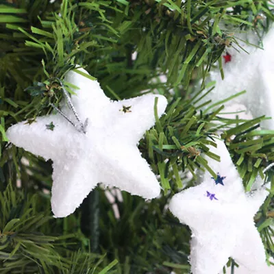 6pcs Snow Star Hanging Ornaments Christmas Tree Decoration Polystyrene Foam 6cm • $5.93