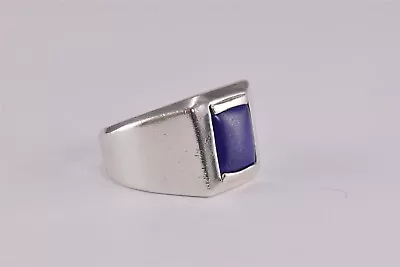 Sterling Silver Framed Blue Lapis Statement Band Ring 12g Canada M 925 Sz: 11 • $67.50