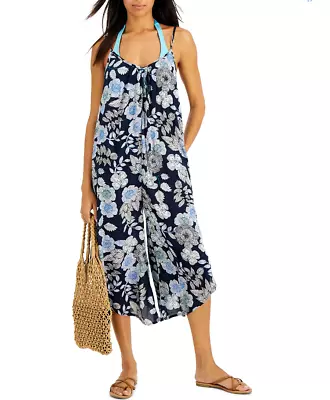 J Valdi Printed Flowy Cropped Jumpsuit Cover-Up Women's Swimsuit Size S 3012 • $44.10