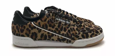 Adidas Continental 80 Mens Sz 9.5 Casual Shoe Black Animal Print Trainer Sneaker • $75.99