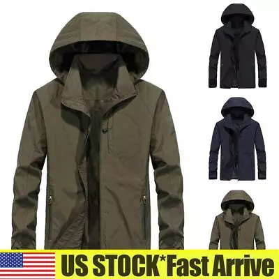 Mens Stormbreak Rain Coat Waterproof Windproof Jacket Hooded Outdoor Outwear Top • $25.75