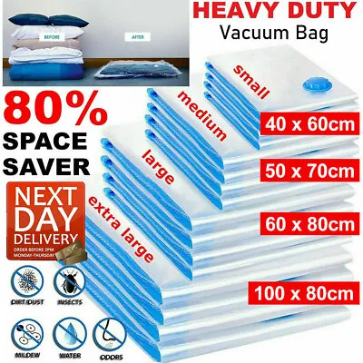 12x Strong Vacuum Storage Space Saver Saving Bags Vacum Vaccum Bag Duvet Blanket • £12.90