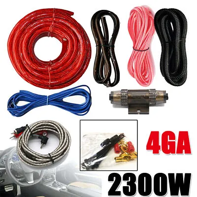2300W 4GA Car Power Amplifier Wiring Kit Audio Subwoofer AMP RCA Power Cable Sub • £16.99