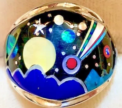 BIG EARTH NASA Celestial Planets Men's Opal Ring 11.5 Star Space Exploration Y • $289