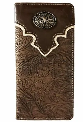 Longhorn Mens Wallet Western Trifold W089-14 Ostrich Brown • $11.99