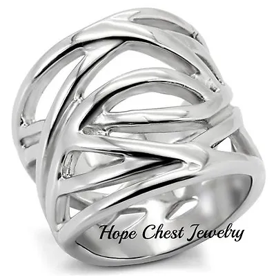 Hcj Stainless Steel Intertwined Design Wide Band Ring Size 7 - 9 • $14.49
