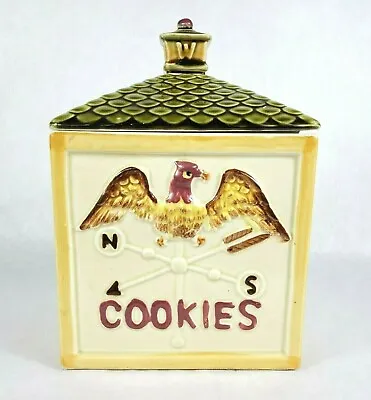 Vintage Ceramic Cookie Jar Farm With Rooster Weathervane • $19.97