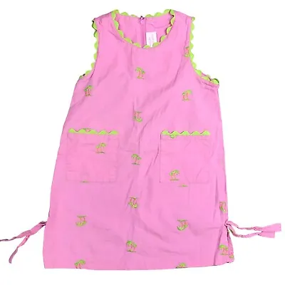 Magic Moments Vintage Cotton A-Line Dress Embroidered Palm Trees Print Girls 5 • $20.23