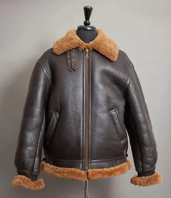 Vintage B3 Bomber Flying Jacket Lambskin Leather Shearling XL • £350