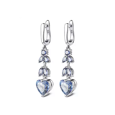 Natural Iolite Blue Mystic Quartz Gemstone 925 Sterling Silver Drop Earrings • $66.87