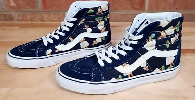 VANS SK8 HI High Top Blue Suede Hula Girl Ukulele Womens Size 8 Mens 6.5 Shoes • $23.27