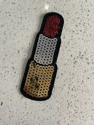 Sequin Embroidered LIPSTICK Patch - Sew & Iron On Fabric Badge. BNWT • £2.50