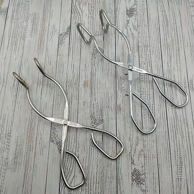 Vintage Ekco Angled & Vaughan Straight Scissor Metal Tongs Kitchen Grippers Lot • $21.99