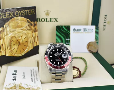 ROLEX Vintage Stainless Steel GMT Master II Coke BOX Books SEL 16710 SANT BLANC • $11950