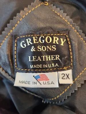 Sz 2X Vintage Gregory & Sons Black Leather Biker Vest Made In USA • $79