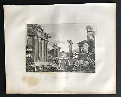 Steel Engraving 1858 Ruins Of Athens Ancient Greece Architecture Building Mason • $15