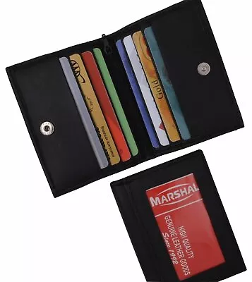 Mens Bifold Leather ID Mini Wallet Black Classic Style Credit Card Slim Thin New • $9.99