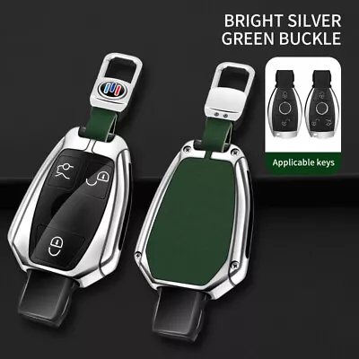 For Mercedes Benz Remote Car Key Fob Cover Case Holder Shell Chain Alloy Leather • $18.74
