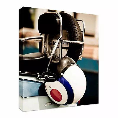 Crash Helmet On Lambretta Canvas Wall Art Picture Print • £32.98