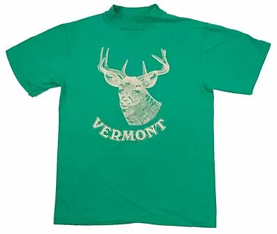 VERMONT Vintage T Shirt Moose Head Antlers Travel 100% Cotton Made In USA Small • $29.99