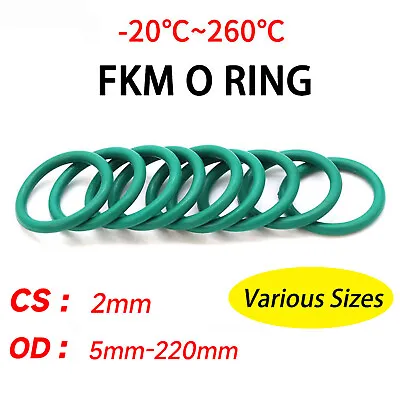 2mm Cross Section Metric (FKM) Rubber Seals O Rings 5mm-220mm OD Green • £3.18