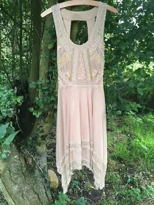 Miss Selfridge Stunning Beaded Dress Size 8 Nude Party Evening Cocktail Dress • £18