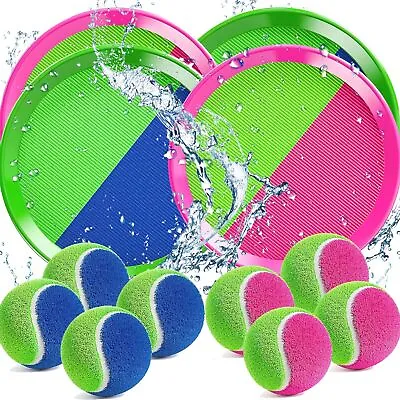 4Pcs Beach Toys Outdoor Yard Lawn Games Ball Catch Games Paddle For Kids/Family • £11.89