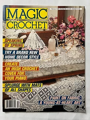 Magic Crochet # 58 Pattern Magazine February 1986 Doilies Oval Tablecloth Cat+ • $13.91