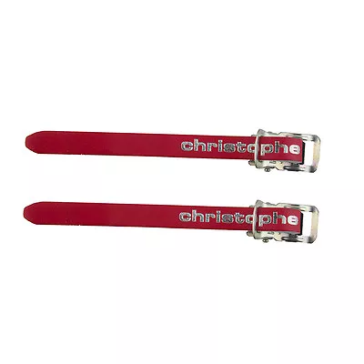 RED ZEFAL CHRISTOPHE BICYCLE TOE CLIP STRAPS LEATHER VINTAGE RED NEW 370 Mm • $17.95