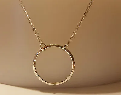 Silver Karma Necklace - Sterling Eternity Infinity Ring Circle Friendship Chain • £15