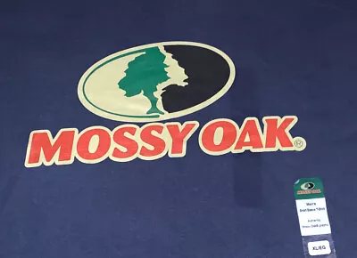 M Mossy Oak Navy Logo Short Sleeve Tee Tree 100% Cotton MO1 • $10.98