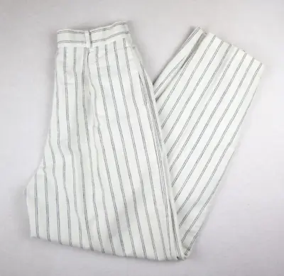 Vintage Women's White Striped Pleated High Waist Pants - Counterparts • $9