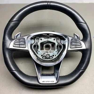 2017 W205 Mercedes C63 Amg Sport Left Driver Steering Wheel Black 2054602503 • $499