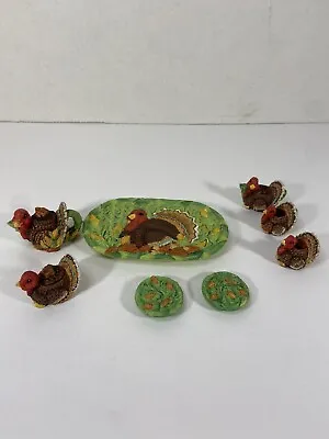 10 Pcs. Mini Resin Tea Set Thanksgiving Turkey • $15.50