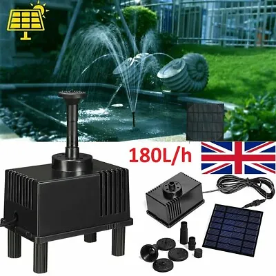 Solar Powered Water Pond Filter Pump Pool Garden Submersible Fish Tank Fountain • £17.99