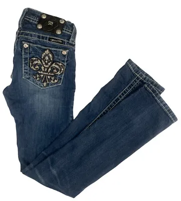 Miss Me Girls Skinny Jeans Size 12 Bling 28” Inseam Rhinestone • $27.50