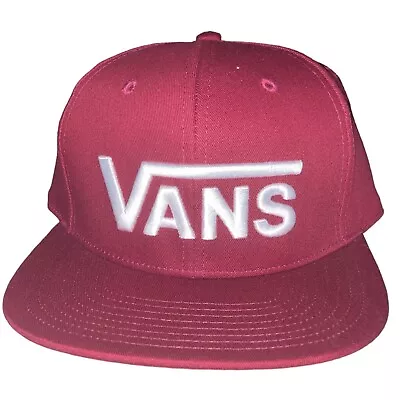 Vans Mens Maroon Classic Logo Flag Snapback Hat Baseball Cap Adjustable Fit • $16.19