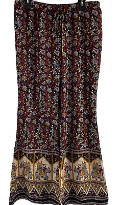 Band Of Gypsies Women's XLarge Boho Elephant Flare Pants Hippie Pullon Floral • $17.97