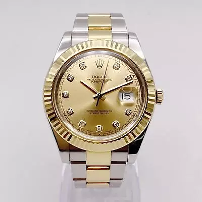 Rolex Datejust II 116333 Steel 18K Yellow Gold Diamond Dial Automatic Watch • $11550